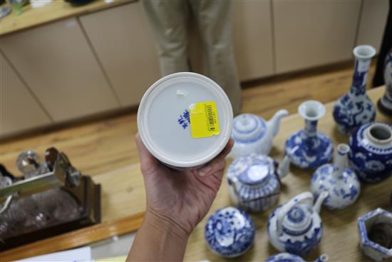 A quantity of 19th and 20th century Blue and white Chinese ceramics tallest 24.5cm